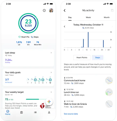 Google Fit aplicativos de pedômetro