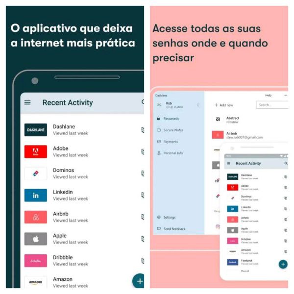 Dashlane Aplicativos para gerenciar senhas do celular