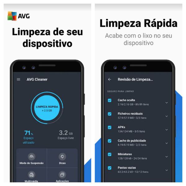 AVG Cleaner aplicativos para limpeza celular